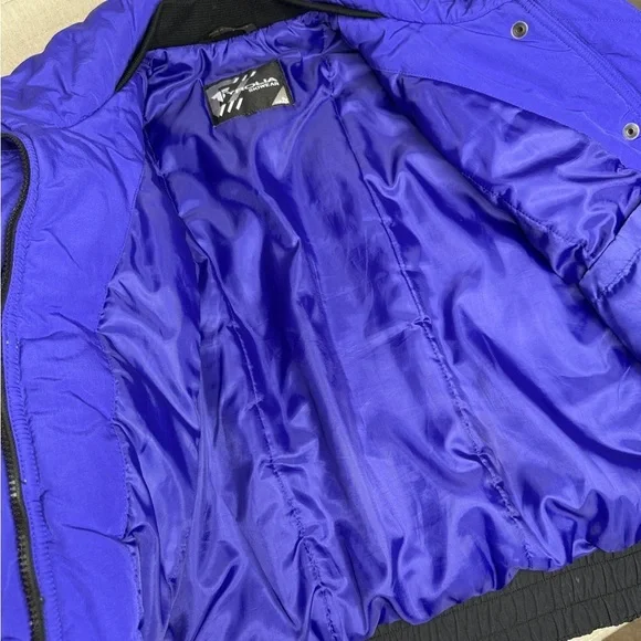 Tyrolia Skiwear Vintage Purple Black Aztec Ski Jacket Nylon Winter Coat Size 10 - Picture 8 of 11